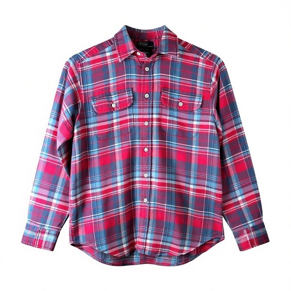 Polo Ralph Lauren Other - Polo Ralph Lauren Boys Plaid Flannel Shirt Red Blue White Size Boys M 10-12